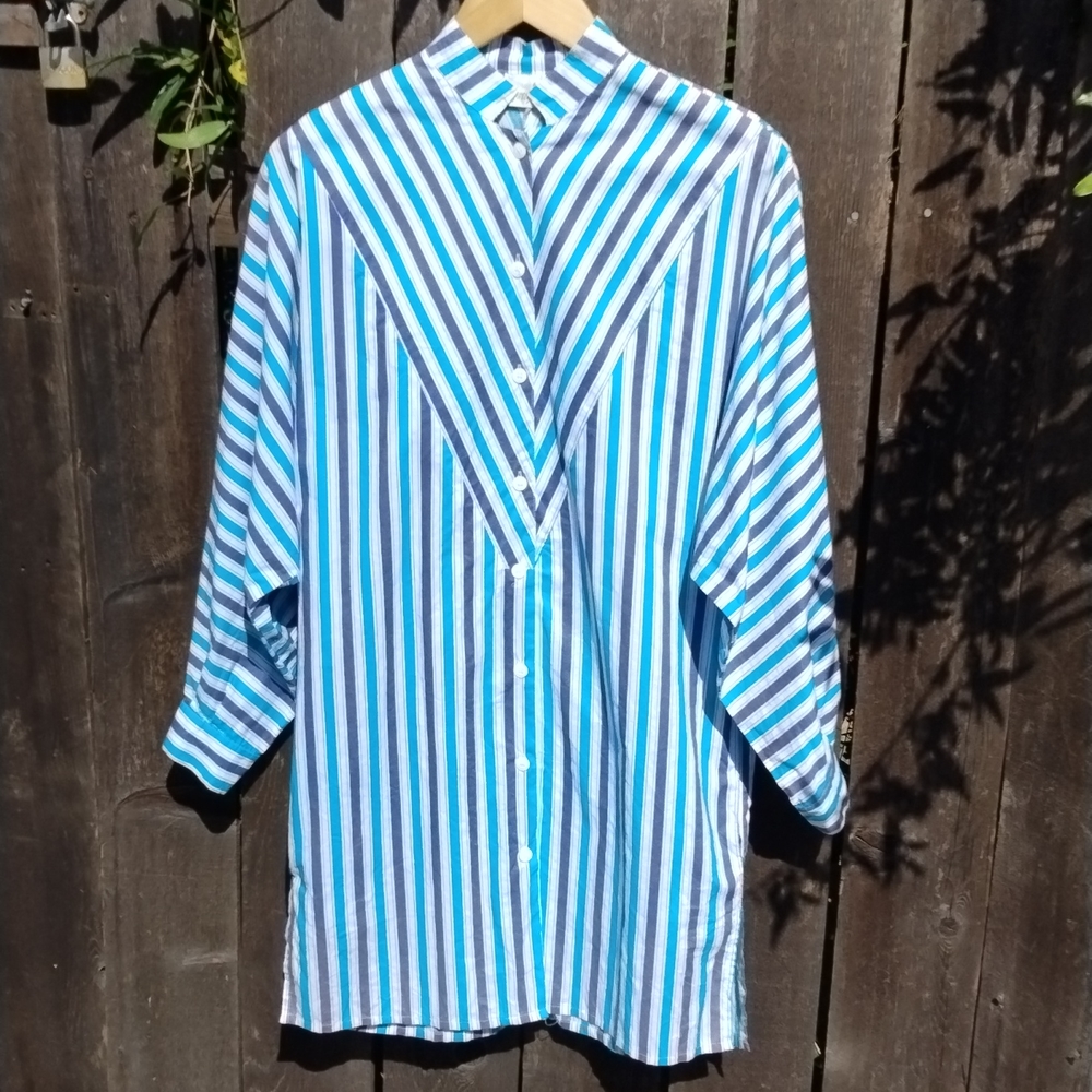 Gottex vintage stripe shirt dress with pockets